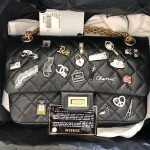 Chanel Black Calfskin Lucky Charms Flap Bag 225